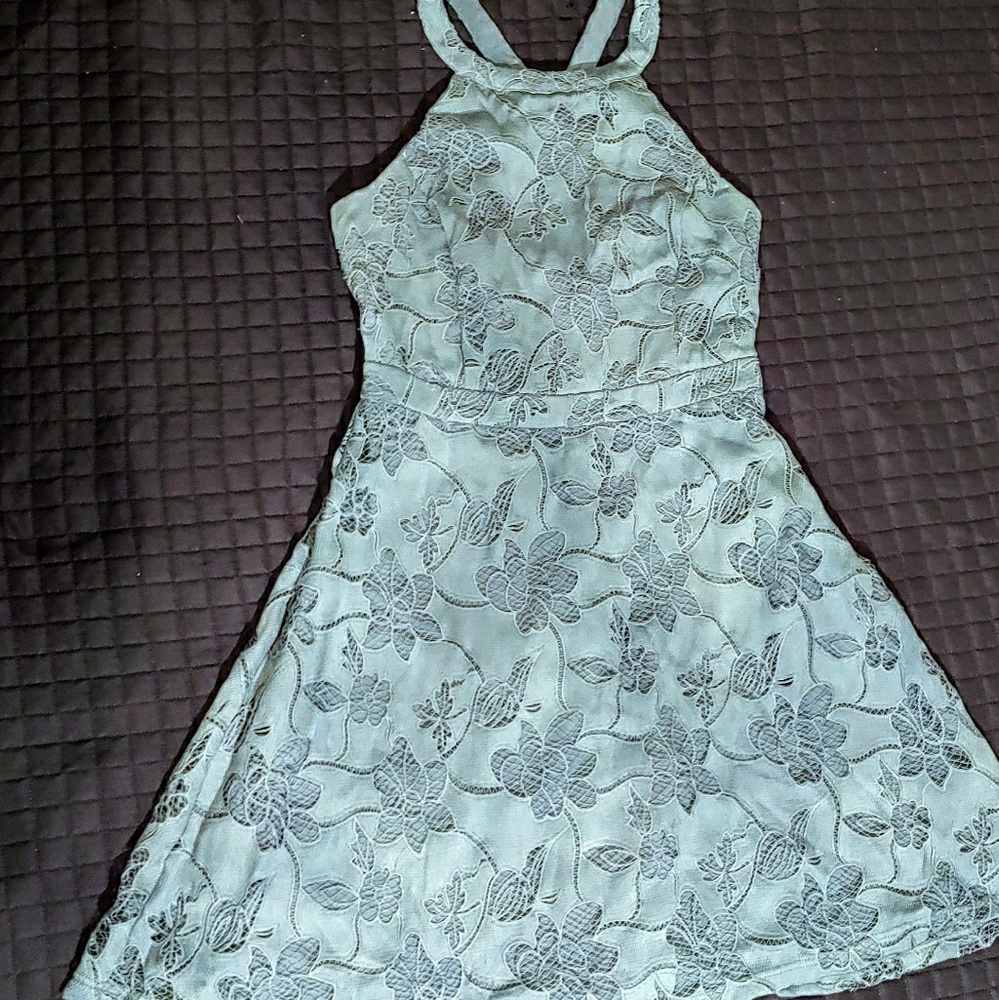 Blue Crochet Fit-And-Flare  Dress